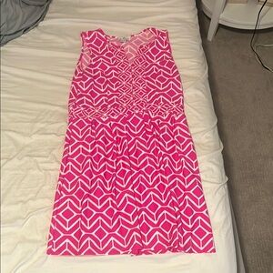 Jude Connally Pink and White Geometric Dress